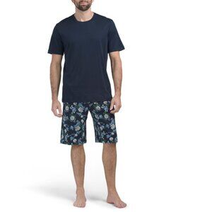 HANRO  Portugal 2pc Night And Day Crew Neck Top And Shorts Pajama Set